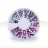 Ocibel France - Carrousel Déco Strass Rond Argent et Rose Nail Art - pour Manucure, Faux Ongles et Nail Art