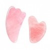 2 Pièces Gua Sha Pierre Quartz Rose Outil, Massage Outil De Jade Naturelle Outil, Traitement Du Visage Avec Pierre De Jade, P