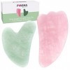 Gua Sha Facial Massage Tools - Premium 2 in 1 Jade & Rose Quartz Scraping Guasha Board Kit - Facelift Anti-Aging Lymphatic.