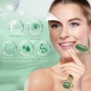 Jade Roller Pierre Gua Sha - Rouleau de Jade Vrai Pierre Guasha avec Pinceau de Masque Massage pour Soin Peau Yeux Cou Nuque 