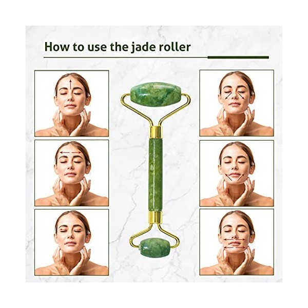 Rouleau de jade et Gua Sha avec brosse de nettoyage du visage et trousse de maquillage de voyage en PVC,rouleau pour le visag