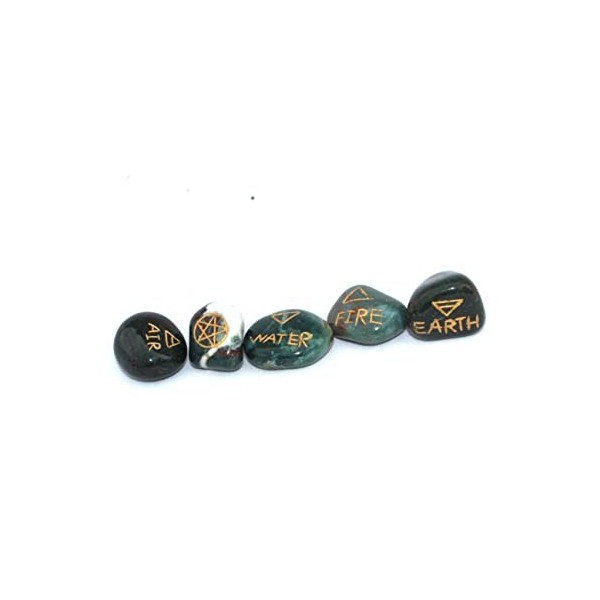 Jet International Womens Bloodstone 5 Element Tumbled Stones Thick Genuine Earth Wiccan Pagan Pouch Gift Air Water Earth Fir