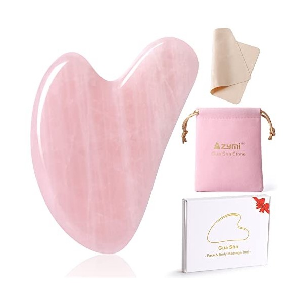 Azymi Outil de massage Gua Sha, véritable sculpteur de muscle de la mâchoire en pierre de Jade Guasha, outils faciaux pour la