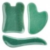 PinCute Lot de 3 outils de massage Gua Sha en jade naturel pour le traitement de lacupuncture, réduction des douleurs du cou