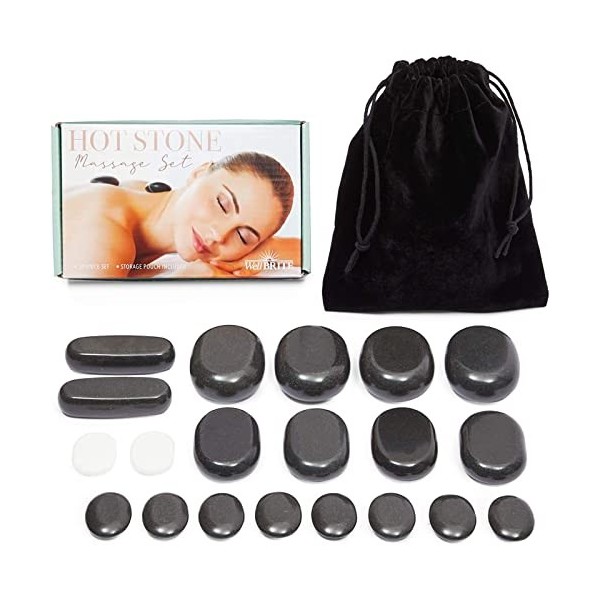 Hot Stone Lot de 20 pierres de massage pour le dos en basalte pour spa