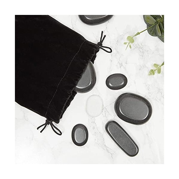 Hot Stone Lot de 20 pierres de massage pour le dos en basalte pour spa