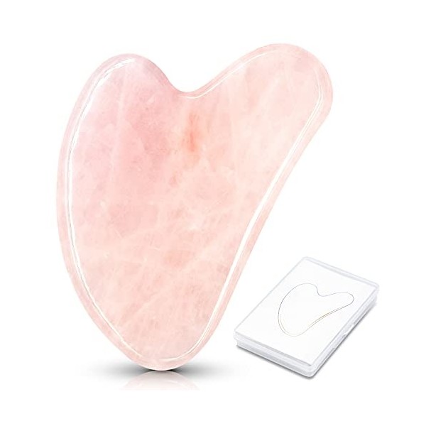 Gua Sha Pierre Quartz Rose Outil de Massage Outil de Jade Naturel Outil de Soin du Visage Grattoir GuaSha Pierres de Massage 