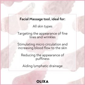 Olixa Beauty Gua Sha Outil de massage du visage en quartz rose – Planche à gratter – Rouleau pour le visage – Forme unique – 