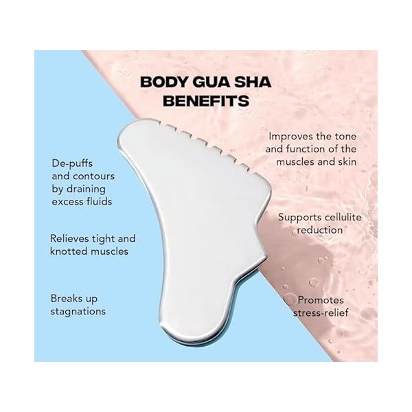 Sacheu Body Gua Sha – Outil Gua Sha en acier inoxydable pour jambes, épaules, bras, dos – Outil de corps pour la cellulite – 