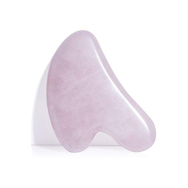 Gua Sha Rose Visage - Outil de Massage de Grattage Guasha - Planche de Gua Sha Quartz Rose - Rose Quartz Guasha - Guasha en P