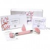 Akarell ROSE QUARTZ ROLLER 100% veritable Rose Quartz - Roll on - Rouleau de Jade en Quartz Rose Jade Roller Massage du Visag