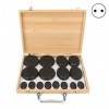 Ensemble de Massage aux Pierres Chaudes, 16 Pierres Chaudes en Basalte avec Kit de Chauffage, Pierres de Massage et Réchauffe