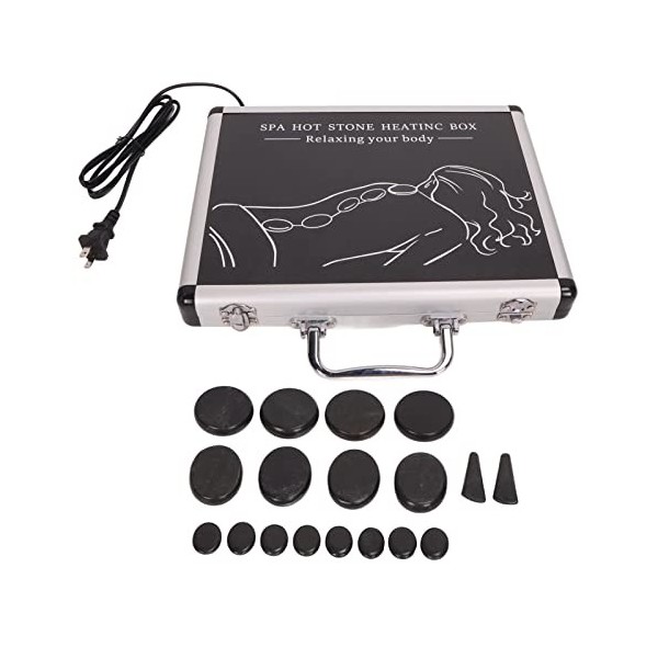 Ensemble de Massage aux Pierres Chaudes, 18 Pierres Chauffantes pour Massage aux Pierres Chaudes, Pierres Chaudes de Basalte 