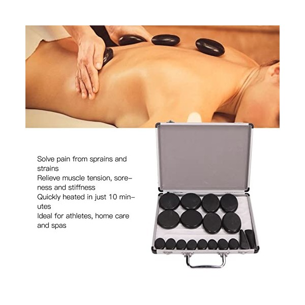 Ensemble de Massage aux Pierres Chaudes, 18 Pierres Chauffantes pour Massage aux Pierres Chaudes, Pierres Chaudes de Basalte 