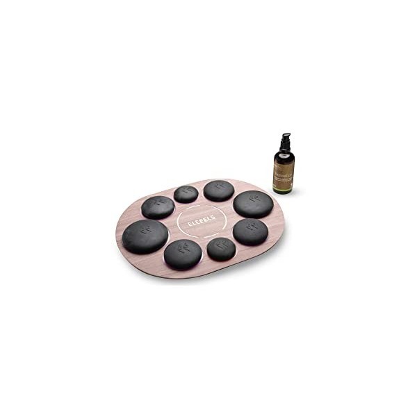 ELEEELS S1 Hot Stone Massage Set de 8 Pierres Chaudes en Basalte Chauffe-Thérapie Luminothérapie Aromathérapie Massage Visage