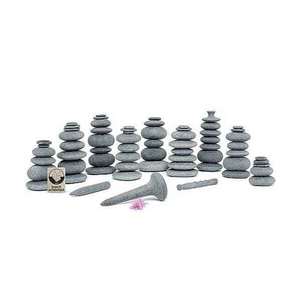 Set de Massage Pierres Chaudes PROFESSIONNEL COMPLET avec 66 Pierres Chaudes en Basalte Certifié Authentique pour Beaucoup de