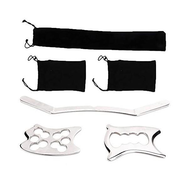 Ensemble de plaques de grattage Gua Sha, kit de plaques de massage en acier inoxydable Outil de physiothérapie pour le gratta