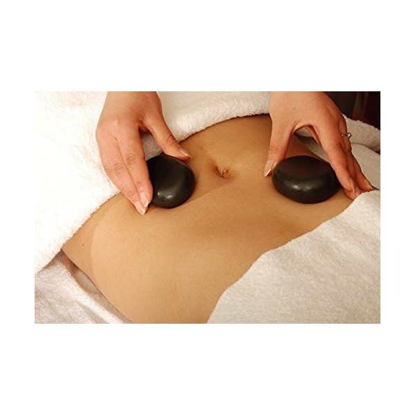 Master Massage Lot de 8 grands pierres de massage en basalte ovale 7,5 x 5,5 x 2,7 cm 100% pierre naturelle