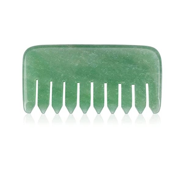 ideayard Peigne à aventurine en jade pour le corps et le cuir chevelu Gua Sha Outil de beauté – Améliore le drainage lymphati