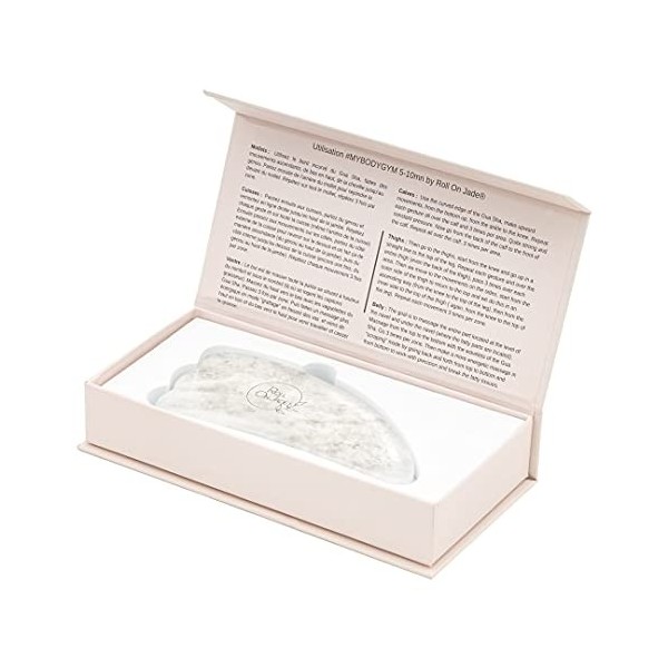 ROLL ON JADE - Gua Sha Quartz Cristal Body Slim - Gua Sha Corps Drainant, Anti Rétention dEau, Jambes lourdes, Cellulite - F