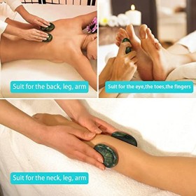 Gotfaster 4&nbsp;pcs Hot Set de pierres de massage Naturel Vert jade chauffée Warmer Pierre pour spa Massage 0,005&nbsp;X 3.14&nbsp;en 6&nbsp;x 