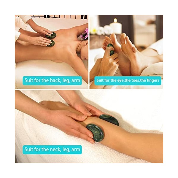 Gotfaster 4 pcs Hot Set de pierres de massage Naturel Vert jade chauffée Warmer Pierre pour spa Massage 0,005 X 3.14 en 6 x 