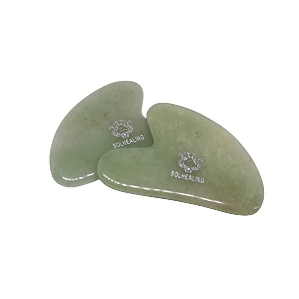 Sol Healing Gua Sha Jade Premium Outils de Massage pour Visage et Corps, Anti-âge, Visage, Cou Corps Yeux, Massage Détox avec