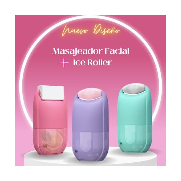 Masseur facial de Jadde Gua Sha pour le visage et le crapaud + Rouleau de glace 2 en 1 - Traitement du visage pour raffermir 