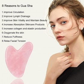 Ditind Gua Sha Quartz Rose Outils Visage GuaSha pour toxines/Prévient les rides pour Spa Acupuncture Therapy Trigger Point Tr