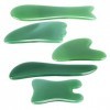 Lot de 5 outils de massage Gua Sha en pierre de jade naturelle - Pour le soin du visage et du corps - Pour le soin du visage 