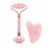 SULIUDAJI 2 Pièces Gua Sha Quartz Rose Corps, Gua Sha Pour Visage, Rouleaux De Massage Pour Le Visage, Pierre Gua Sha Pour Le