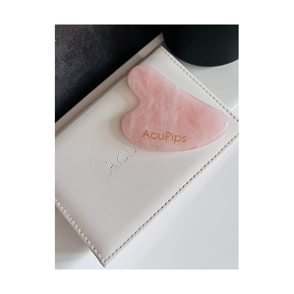 AcuPips 100 % quartz rose gua sha outil facial pour massage, ridules et rides