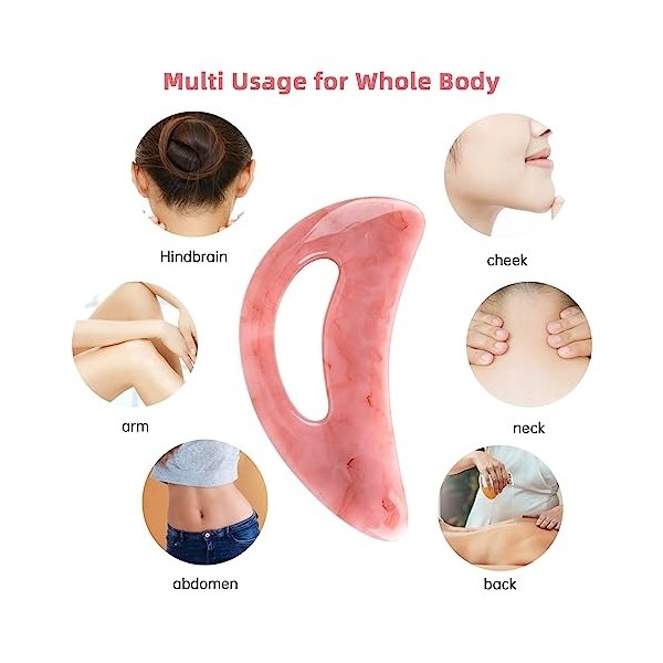 Outil de Massage Gua Sha avec Poignée ‎CTDMJ Grand Gua Sha Corps Guasha Conseil Gua Sha Quartz Rose Masseur de drainage lymph