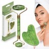 2EASY Set 2 en 1 Rouleau de Jade et Gua Sha naturel - Jade Roller pour visage et Pierre de Gua Sha - Rouleau Visage - Kit Rou