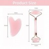 JEKUGOT Rouleau de jade et Gua Sha - Outils de soins de la peau - Rouleau de massage au quartz rose pour le visage, le cou, l