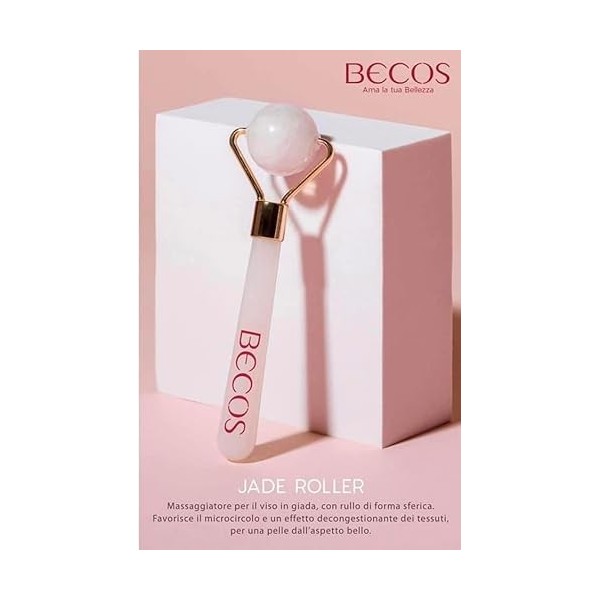 Becos Jade Roller Jade - Boule de massage pour le visage et le contour des yeux