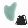 LbsAMP 1 Pièces Gua Sha Jade Forme de Coeur Vert avec Sacs en Coton Naturelle Gua Sha Visage Corps Outil de Massage dacupunc