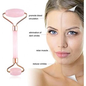 Techstr Rouleau de jade avec ensemble de massage Gua Sha 3 pièces – Rouleau facial pour traitement des poches oculaires, ra
