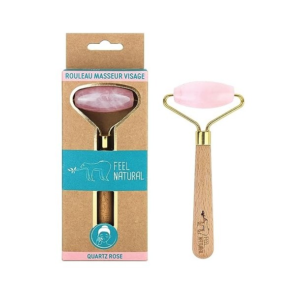 Roller visage Gua Sha Quartz rose