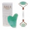 Soulnioi Kit de grattage Gua Sha en aventurine en jade et cœur - Outil de soin de la peau - Outils de massage - Grattoir pour