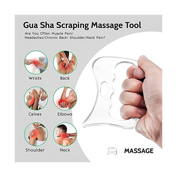 Tiamu Gua Sha Corps Masseur, Plaque de massage Scrapper en acier inoxydable, outil de spa pour réduire douleurs jambes et bra