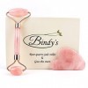 Rouleau de jade de quartz rose avec pierre de Gua Sha dans lemballage cadeau -Rouleau de massage facial – Rouleau daméthyst