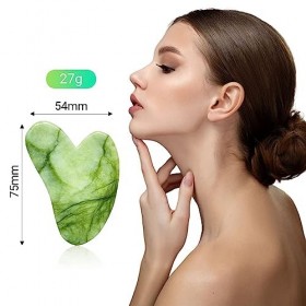 Masseur facial en pierre Gua Sha - Guasha Neck Jawliner Massage Face Yoga, Gua Sha Peigne Natural Jade Body Scratcher for Scr