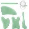 3 Pièces Jade Gua Sha, Outil de Massage Facial Gua Sha Vert Clair Gua Sha Pierre de Jade avce Sac en Flanelle, Guasha Conseil