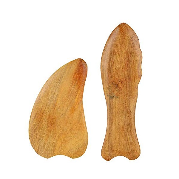 Grattoir Gua Sha 2 pièces, matériau de bois de santal de qualité supérieure Gua Sha Conseil GUA SHA outil de massage masseur 