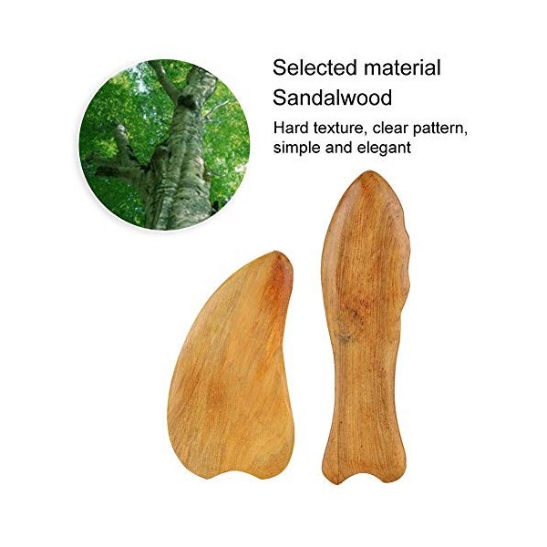 Grattoir Gua Sha 2 pièces, matériau de bois de santal de qualité supérieure Gua Sha Conseil GUA SHA outil de massage masseur 