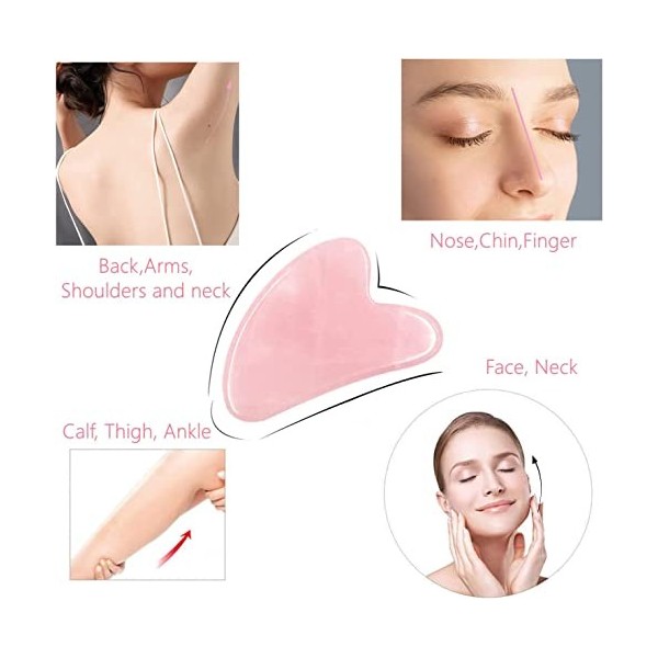 FINEVERNEK Rouleau de Jade, Massager Jade Facial, Massage de Visage Gua Sha Grattoir, Kit de Massage Jade Roller et Gua Sha, 