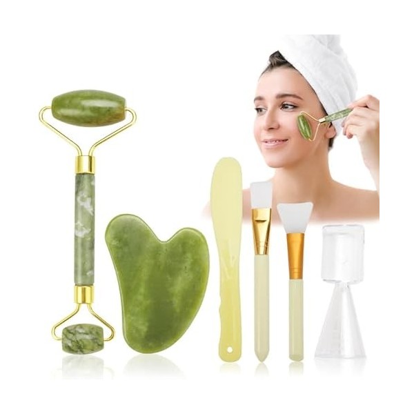 Gua Sha - Outil pour le visage - Rouleau de massage en jade
