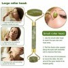 6 Pièces Outil de Massage Facial Gua Sha, Rouleau de Jade Visage, Jade Roller Visage, Gua Sha Visage Corps, Roller Jade et Gu