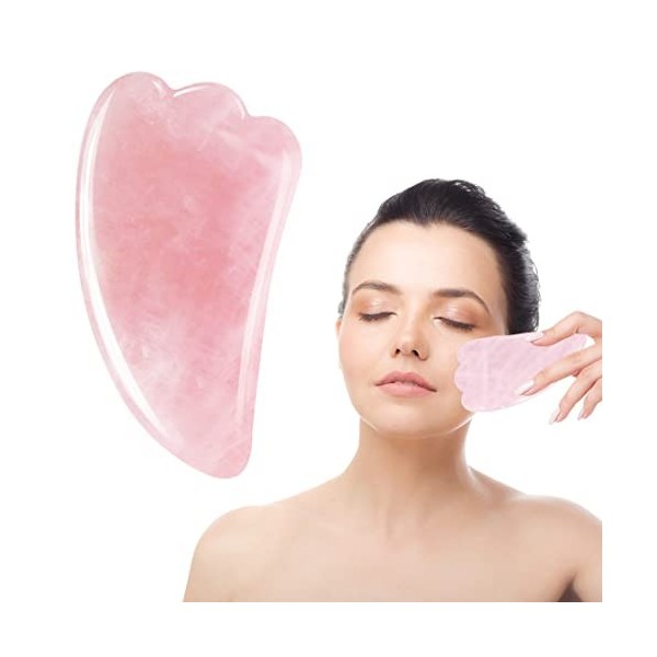 SJBAUTYO gua sha, Planche à Gratter En Jade Naturel, Outil De Massage Des Soins De La Peau En Forme De CœUr Pour La Relaxatio